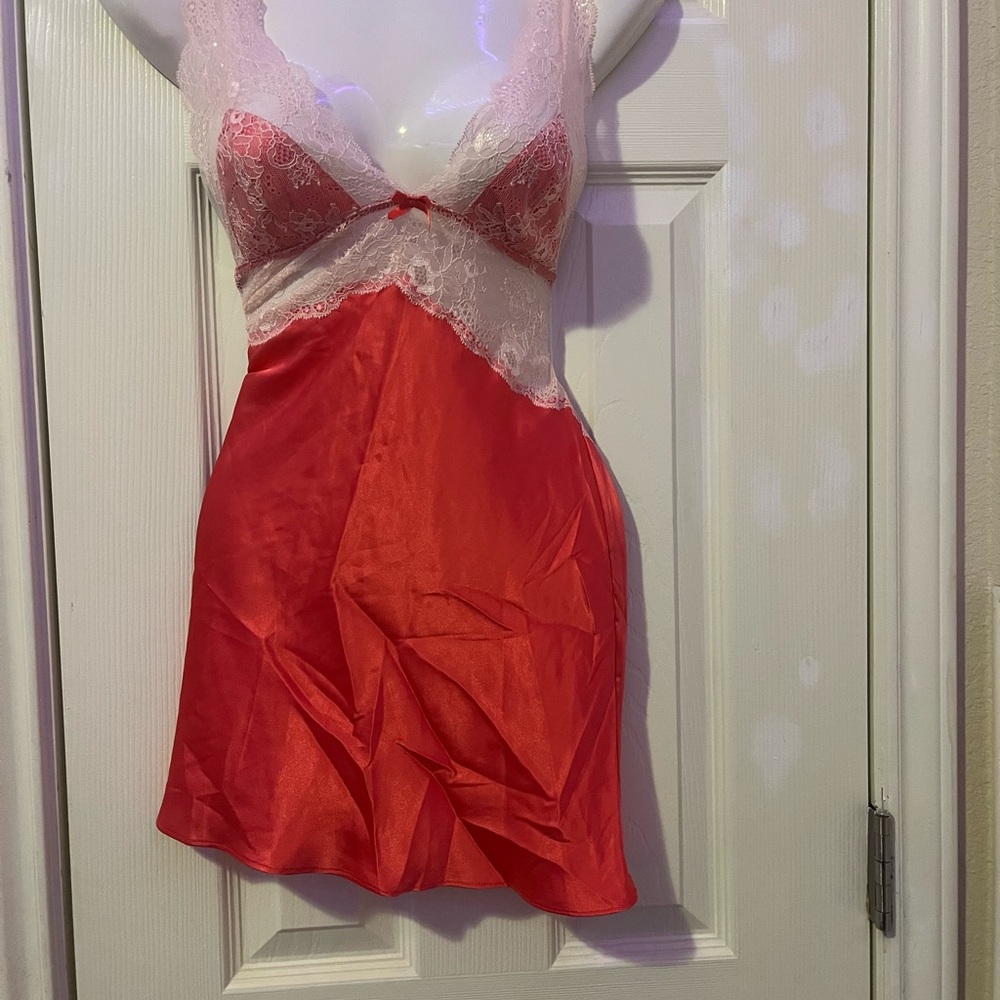 Victoria's Secret Scarlet and Ivory Lace Chemise
